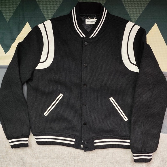 Saint Laurent Other - Saint Laurent Black varsity jacket with white trim